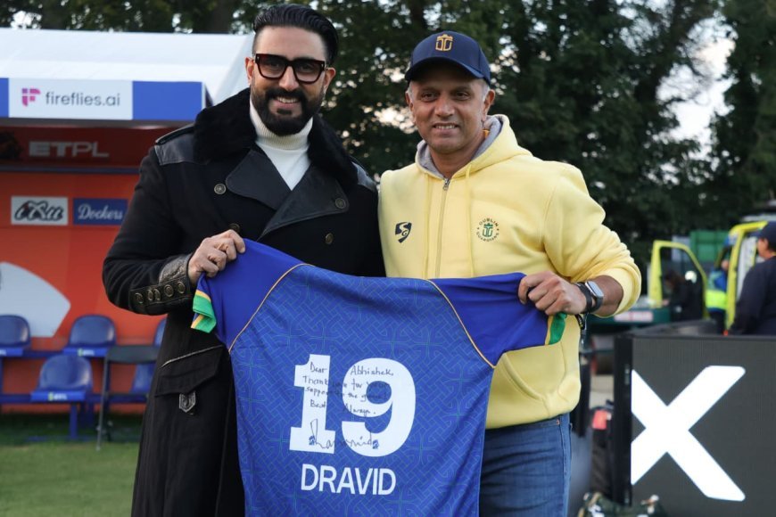 Rahul Dravid Gifts Signed No. 19 Jersey to Abhishek Bachchan as ETPL Nears Its Dublin Finale