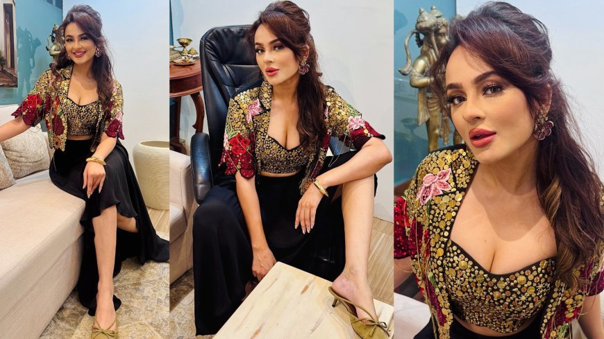 Seerat Kapoor Makes a Bold Style Statement in a ₹79,900 Vintage-Inspired Black Ensemble by Gazal Gupta